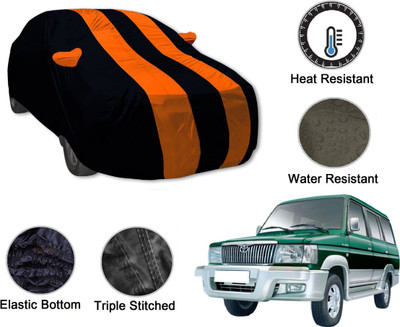 Amanzo Car Cover For Toyota Qualis (With Mirror Pockets)(Black, Orange)