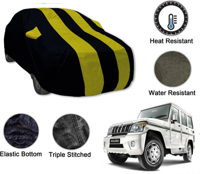 Amanzo Car Cover For Mahindra Bolero (With Mirror Pockets)(Black, Yellow)
