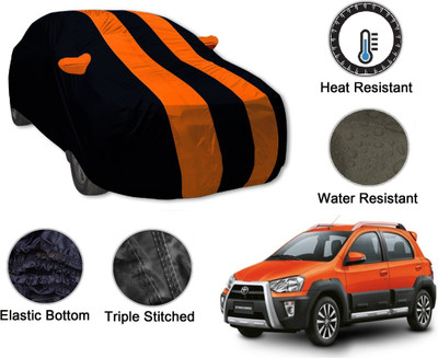 Amanzo Car Cover For Toyota Etios Cross (With Mirror Pockets)(Black, Orange)