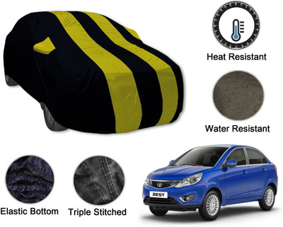 Auto Hub Car Cover For Tata Zest (With Mirror Pockets)(Black, Yellow)