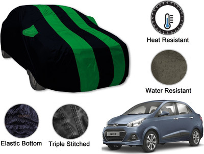 Auto Hub Car Cover For Hyundai Xcent (With Mirror Pockets)(Black, Green)