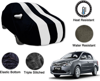 Auto Hub Car Cover For Toyota Etios (With Mirror Pockets)(Black, White)