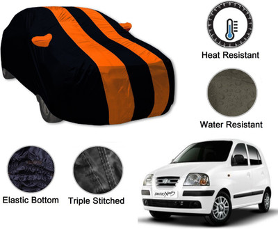 Auto Hub Car Cover For Hyundai Santro Xing (With Mirror Pockets)(Black, Orange)