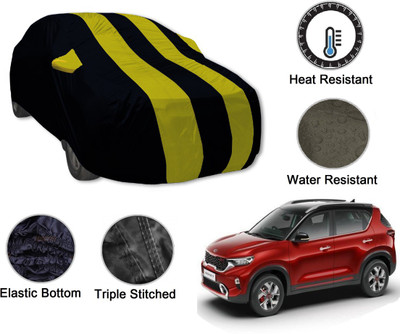 Auto Hub Car Cover For Kia Universal For Car (With Mirror Pockets)(Black, Yellow)