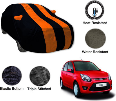 Auto Hub Car Cover For Ford Figo (With Mirror Pockets)(Black, Orange)