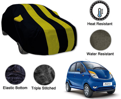 Auto Hub Car Cover For Tata Nano (With Mirror Pockets)(Black, Yellow)