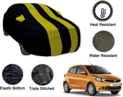 Auto Hub Car Cover For Tata Tiago (With Mirror Pockets)(Black, Yellow)