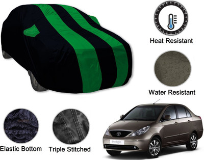 Auto Hub Car Cover For Tata Indigo CS (With Mirror Pockets)(Black, Green)