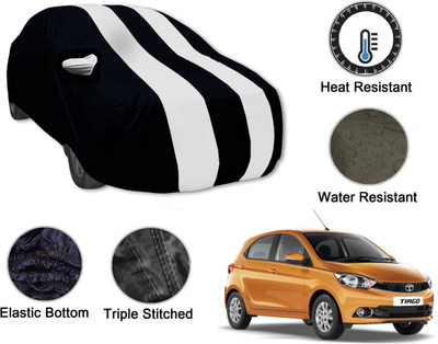 Auto Hub Car Cover For Tata Tiago (With Mirror Pockets)(Black, White)