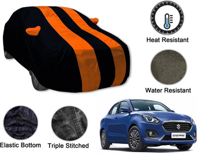 Auto Hub Car Cover For Maruti Suzuki Swift Dzire (With Mirror Pockets)(Black, Orange)