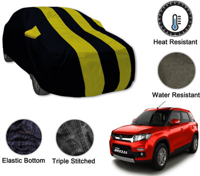 Auto Hub Car Cover For Maruti Suzuki Vitara Brezza (With Mirror Pockets)(Black, Yellow)
