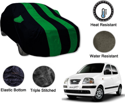 Amanzo Car Cover For Hyundai Santro Xing (With Mirror Pockets)(Black, Green)