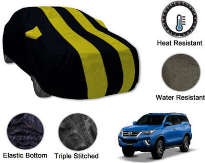 Auto Hub Car Cover For Toyota Fortuner Old, Fortuner (With Mirror Pockets)(Black, Yellow)