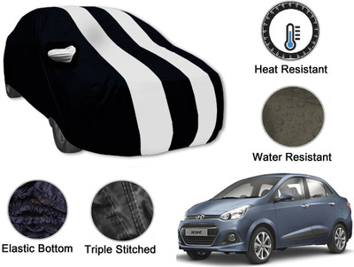 Auto Hub Car Cover For Hyundai Xcent (With Mirror Pockets)(Black, White)