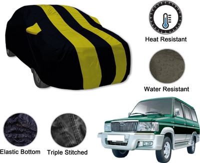 Amanzo Car Cover For Toyota Qualis (With Mirror Pockets)(Black, Yellow)