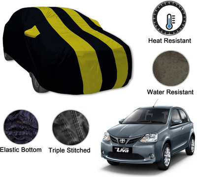 Amanzo Car Cover For Toyota Etios Liva (With Mirror Pockets)(Black, Yellow)