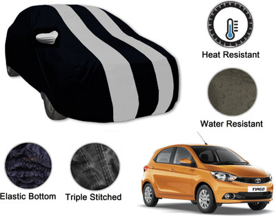 Amanzo Car Cover For Tata Tiago (With Mirror Pockets)(Black, Silver)