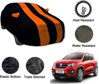 Amanzo Car Cover For Renault Kwid (With Mirror Pockets)(Black, Orange)