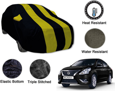Amanzo Car Cover For Nissan Sunny (With Mirror Pockets)(Black, Yellow)