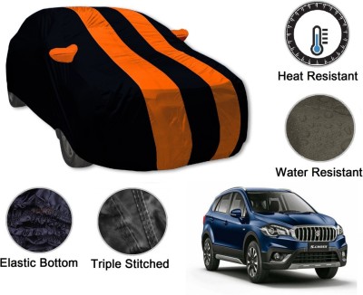 Auto Hub Car Cover For Maruti Suzuki S-Cross (With Mirror Pockets)(Black, Orange)