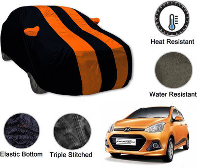 Auto Hub Car Cover For Hyundai Grand i10, Grand i10 Nios (With Mirror Pockets)(Black, Orange)