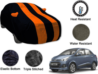 Auto Hub Car Cover For Hyundai Xcent (With Mirror Pockets)(Black, Orange)