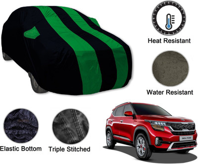 Auto Hub Car Cover For Kia SELTOS (With Mirror Pockets)(Black, Green)
