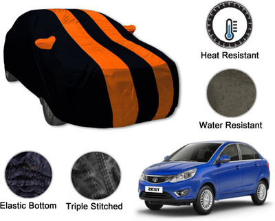 Auto Hub Car Cover For Tata Zest (With Mirror Pockets)(Black, Orange)