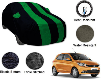 Auto Hub Car Cover For Tata Tiago (With Mirror Pockets)(Black, Green)