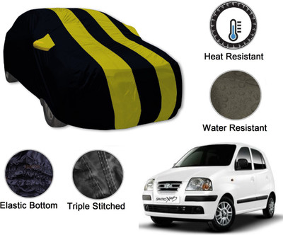 Amanzo Car Cover For Hyundai Santro Xing (With Mirror Pockets)(Black, Yellow)