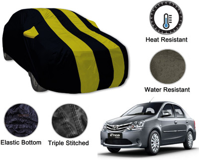 Auto Hub Car Cover For Toyota Etios (With Mirror Pockets)(Black, Yellow)