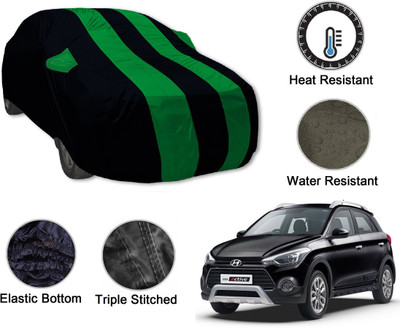 Auto Hub Car Cover For Hyundai Elite i20 (With Mirror Pockets)(Black, Green)