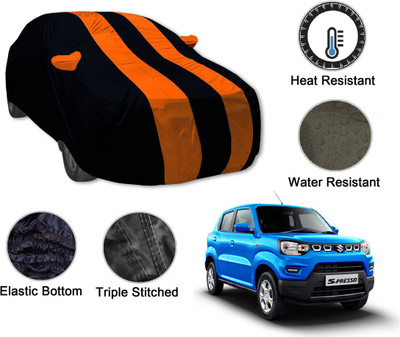 Auto Hub Car Cover For Maruti Suzuki S-Presso (With Mirror Pockets)(Black, Orange)