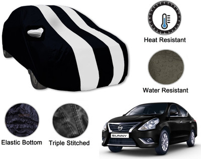 Amanzo Car Cover For Nissan Sunny (With Mirror Pockets)(Black, White)