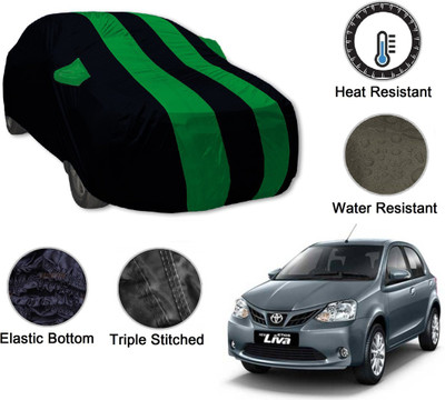 Amanzo Car Cover For Toyota Etios Liva (With Mirror Pockets)(Black, Green)