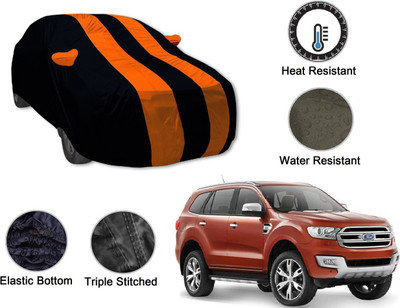 Auto Hub Car Cover For Ford Endeavour (With Mirror Pockets)(Black, Orange)