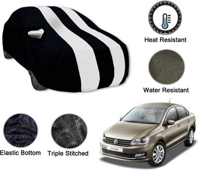 Auto Hub Car Cover For Volkswagen Vento (With Mirror Pockets)(Black, White)