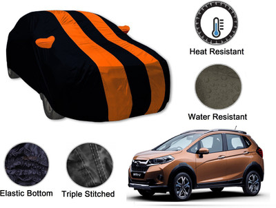 Auto Hub Car Cover For Honda WRV (With Mirror Pockets)(Black, Orange)