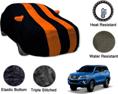 Auto Hub Car Cover For Toyota Fortuner Old, Fortuner (With Mirror Pockets)(Black, Orange)