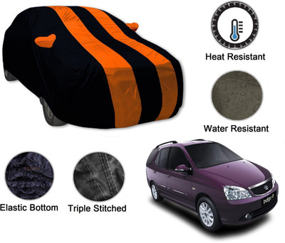 Auto Hub Car Cover For Tata Indigo Marina (With Mirror Pockets)(Black, Orange)