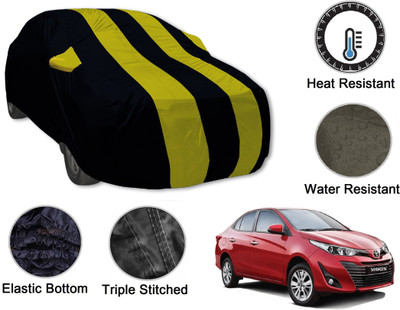 Auto Hub Car Cover For Toyota Yaris (With Mirror Pockets)(Black, Yellow)