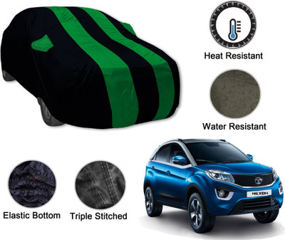 Auto Hub Car Cover For Tata Nexon (With Mirror Pockets)(Black, Green)