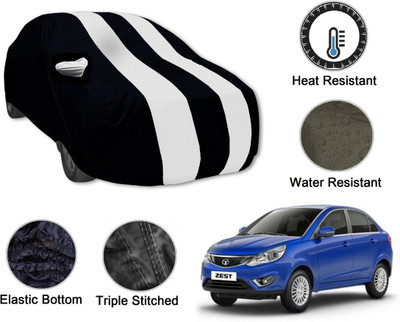 Auto Hub Car Cover For Tata Zest (With Mirror Pockets)(Black, White)