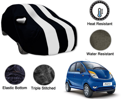 Auto Hub Car Cover For Tata Nano (With Mirror Pockets)(Black, White)