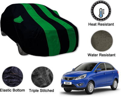 Auto Hub Car Cover For Tata Zest (With Mirror Pockets)(Black, Green)