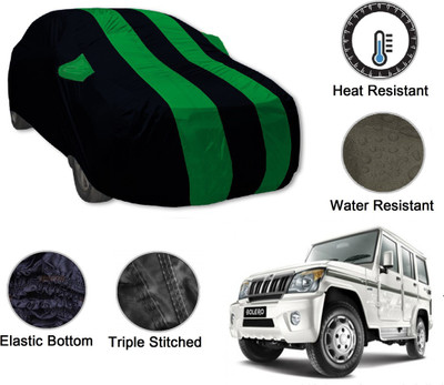 Auto Hub Car Cover For Mahindra Bolero (With Mirror Pockets)(Black, Green)