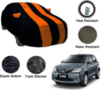 Auto Hub Car Cover For Toyota Etios Liva (With Mirror Pockets)(Black, Orange)