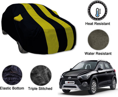 Amanzo Car Cover For Hyundai Elite i20 (With Mirror Pockets)(Black, Yellow)