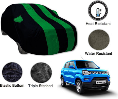 Auto Hub Car Cover For Maruti Suzuki S-Presso (With Mirror Pockets)(Black, Green)