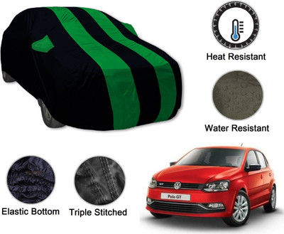 Amanzo Car Cover For Volkswagen Polo, Polo Cross, Polo GT (With Mirror Pockets)(Black, Green)
